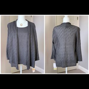 Ladies Alfred Dunner Gray 2-piece Sweater, M